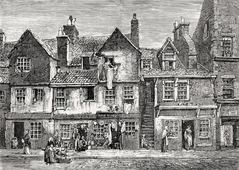 Old houses in the Cowgate, Edinburgh, Scotland, 19th century