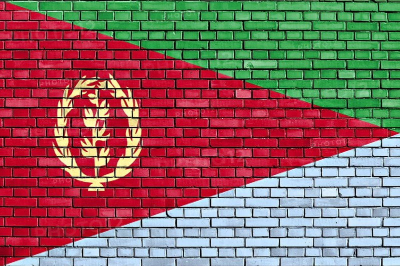 Flag of Eritrea painted on brick wall