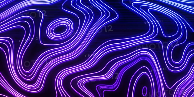 Neon Glow blue and purple lines on a dark background, Cyberpunk background