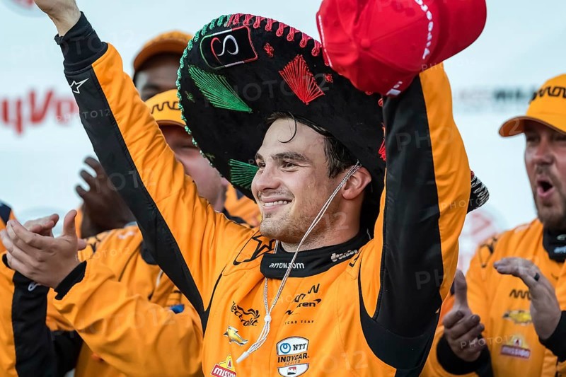 NTT INDYCAR SERIES PATO OWARD (5) (MEX) of Monterey, Mexico celebrates his win for the Hy-Vee Milwaukee Mile 250's at The Milwaukee Mile in West Allis, WI, West Allis, United States of America