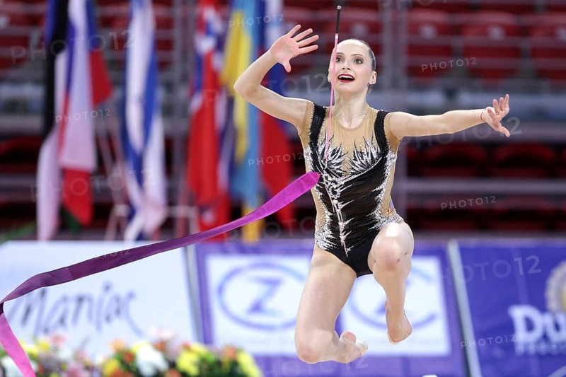 Sofia, Bulgaria - 6 May, 2017: Camilla Feeley from USA performs during Rhythmic Gymnastics World Cup Sofia 2017. Individual tournament