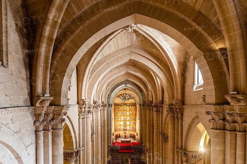 Salamanca, Spain, January 14, 2022: Cathedral of Salamanca. Interior view of the nave and the vaults