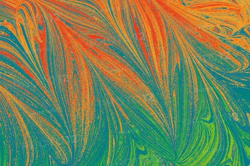 Beautiful abstract art of Ebru marbling painting techniques on water with acrylic paints