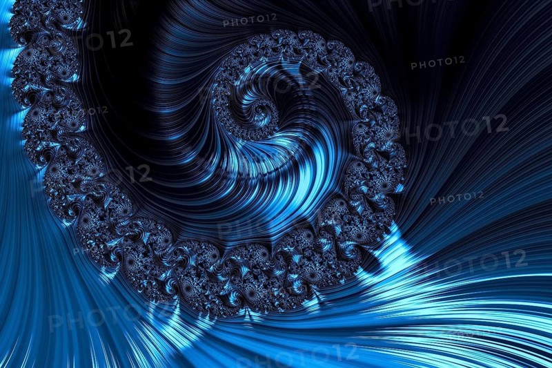Fractal spiral - abstract computer-generated image. Digital art: ornate helix with metallic glossy folds. For puzzles, web design, covers
