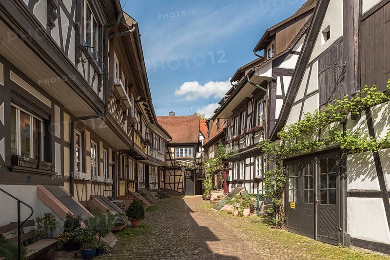 Half-timbered houses in the Engelgasse, Gengenbach, Black Forest, Kinzigtal, Baden-Württemberg, Germany