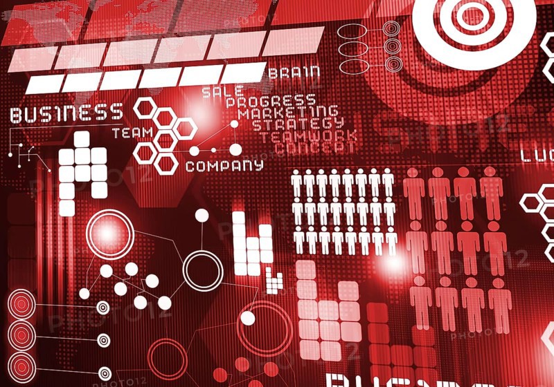 Digital business background image with icons on media screen