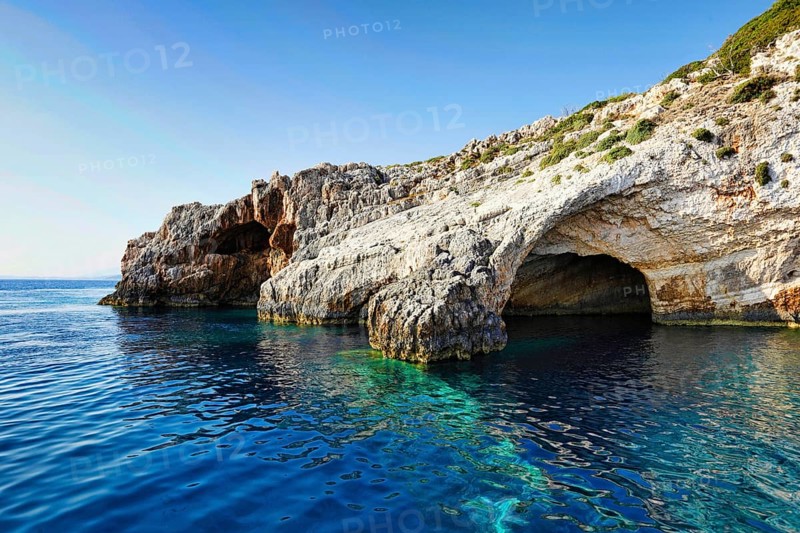 The famous Blue Caves in Zakynthos island, Greece