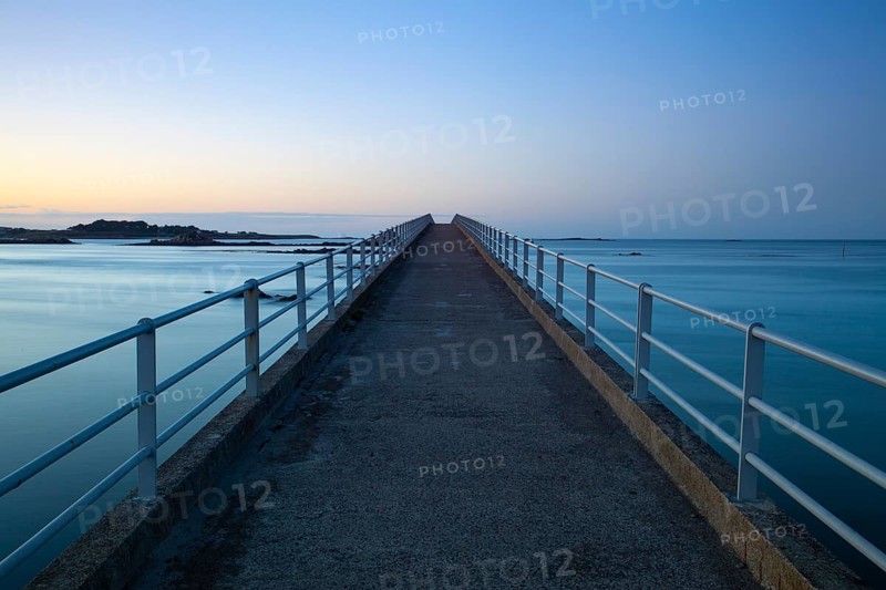 Bridge to Ferry to Ile de Batz, Roscoff, Brittany.This bridge is used during the low tide.The bridge is 600 meters long