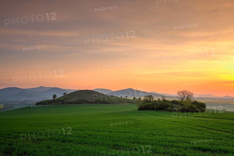 Sunrise in Central Bohemian Highlands, Czech Republic. Central Bohemian Uplands is a mountain range located in northern Bohemia. The range is about 80 km long. HDR Image