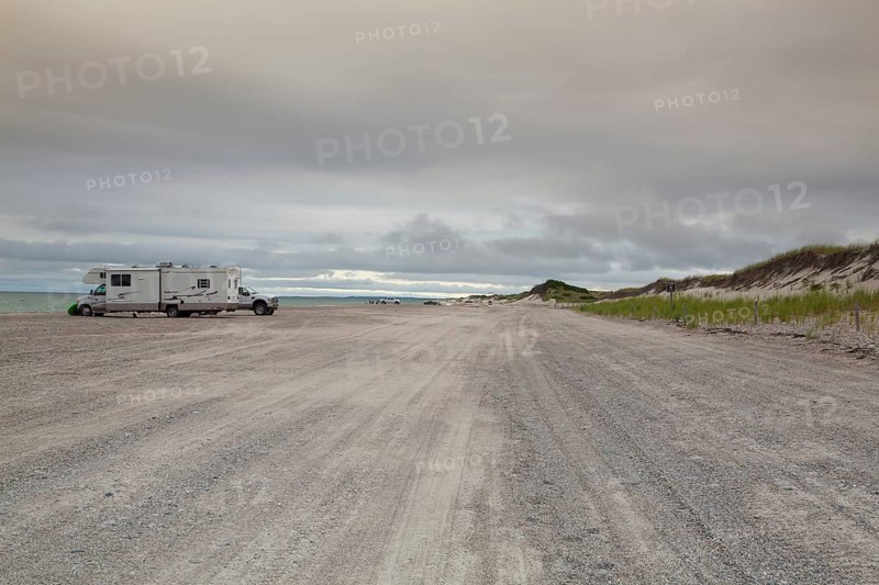 Sunset in the sand dunes beach on the Cape Cod National Seashore on the Atlantic Ocean, USA