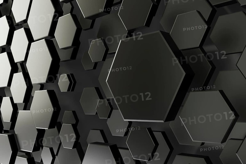 3d illustration of a black and white hexagon background