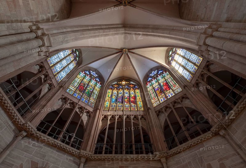 Basel, cathedral (Basel Minster), choir, view into the vault