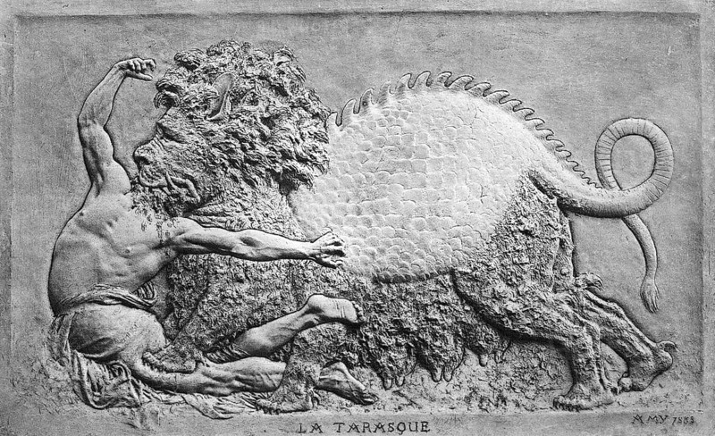 The Tarasque is a fearsome legendary dragon from Provence, in southern France, tamed in a story about Saint Martha.<br/><br/> Legend reported among others by the Golden Legend has it that the creature inhabited the area of Nerluc in Provence, France, and devastated the landscape far and wide. The Tarasque was a sort of dragon with six short legs like a bear's, an ox-like body covered with a turtle shell, and a scaly tail that ended in a scorpion's sting. It had a lion's head.<br/><br/> The Tarasque was said to have come from Galatia which was the home of the legendary Onachus, a scaly, bison-like beast which burned everything it touched. Some speculate that the story of the Onachus may be related to either that of the Unicorn or the Phoenix. The Tarasque was the offspring of the Onachus and the Leviathan of biblical account, disputably a giant sea serpent.<br/><br/> The king of Nerluc had attacked the Tarasque with knights and catapults to no avail. But Saint Martha found the beast and...