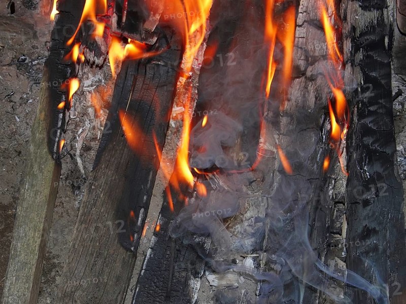 Bonfire of the old dried boards at night