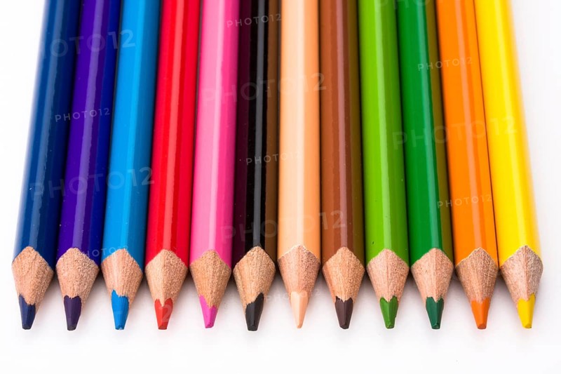 Beautiful colored crayons on white background