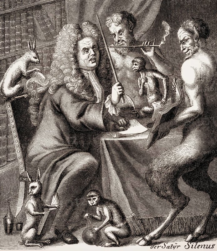 Satirical portrait of Jacob Paul Freiherr von Gundling, 1673-1731, a German historian, Tobacco Cabinet, of Frederick William I