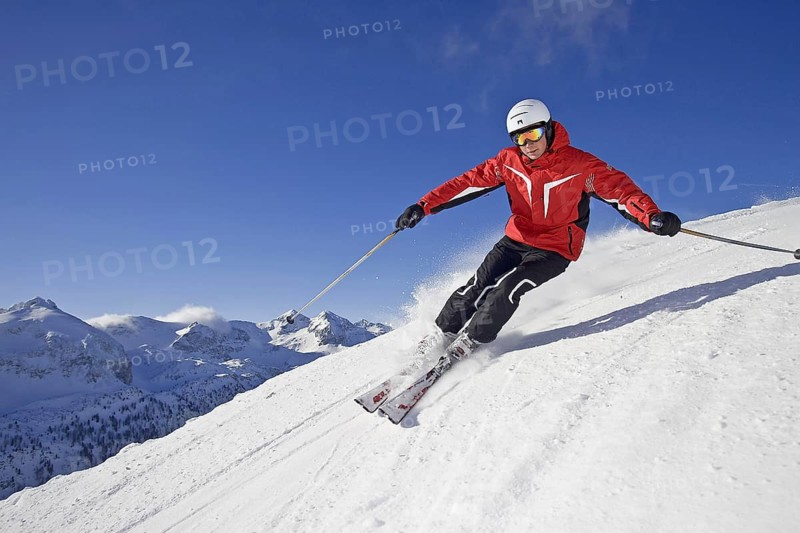 Skiers in action, Alps, Austria