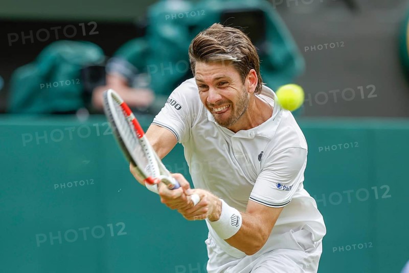 British tennis player Cameron Norrie in action at the 2024 Wimbledon Championships, London, England, United Kingdom