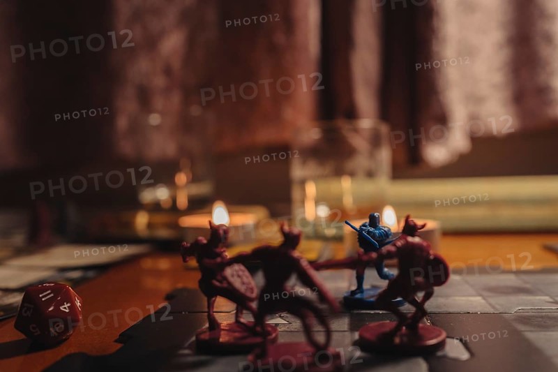 Dungeons and Dragons board game in the evening time