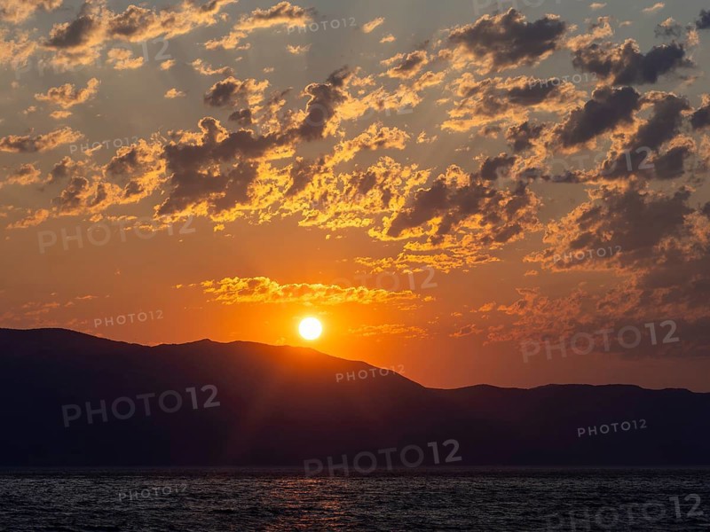 Cloudy mood, sunrise over the sea, Makarska Riviera, near Dubrovnik, Dalmatia, Croatia
