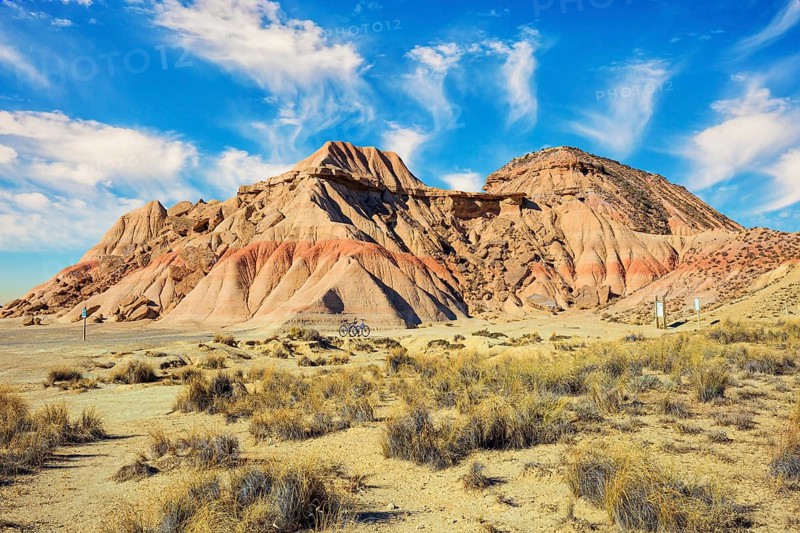Bardenas Reales. Journey to the warm Spanish autumn. Semi-desert area in the Spanish province of Navarre