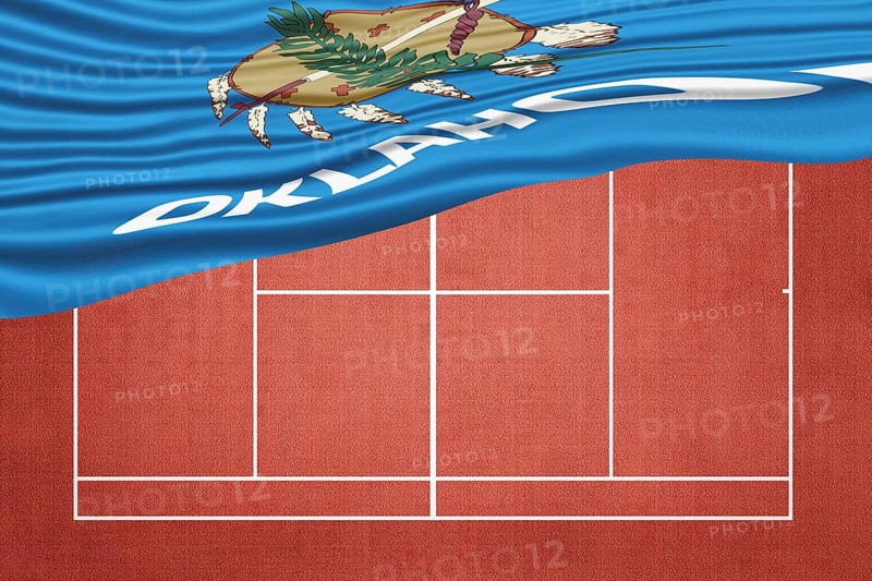 Oklahoma Flag on Clay Tennis Court, Sports Symbol
