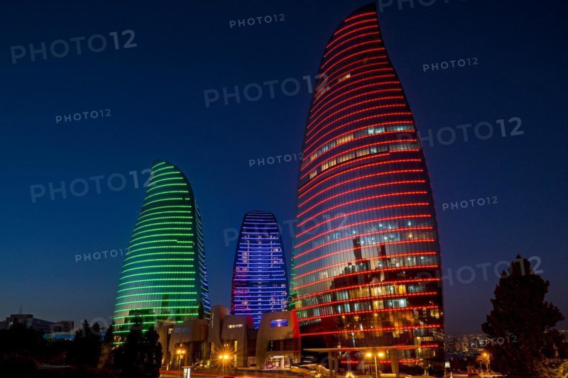Azerbaijan, Baku, Flame Towers at night, Baku, Azerbaijan, Azerbaijan