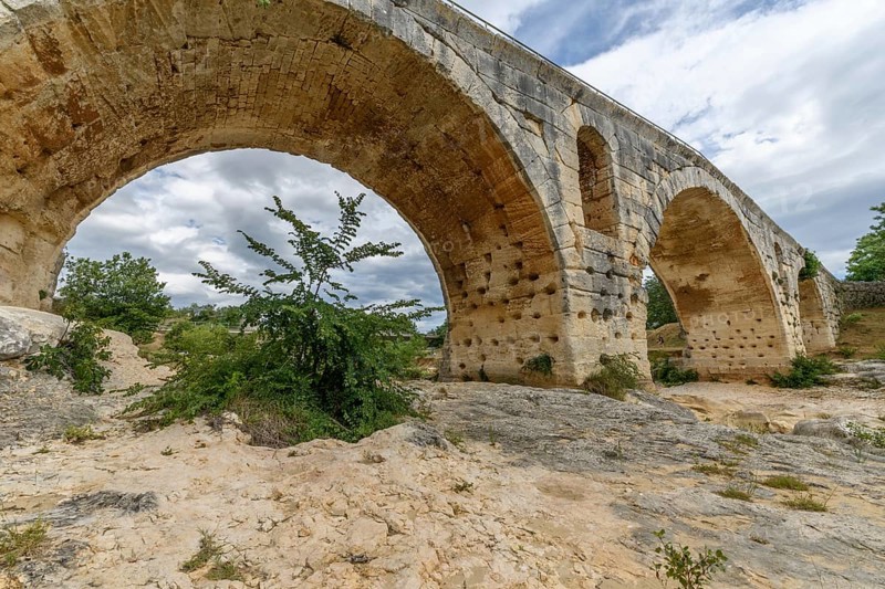 The Julien bridge, Roman bridge over the Calavon river. Roman bridge in the Luberon located on the Via Domitia