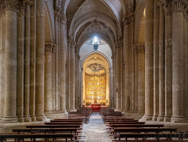 Salamanca, Spain, 9 April, 2024: view of the central nave of the Old Cathedral of Salamanca