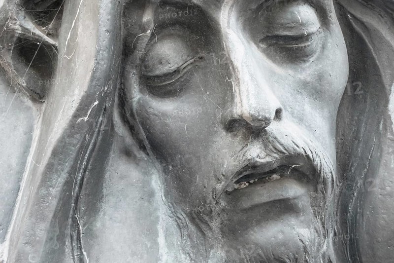 Face statue of dying jesus. Concepts and holiday