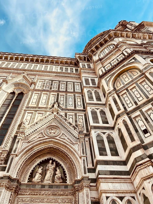 Detailed view of the Cathedral of Santa Maria del Fiore in Florence, Italy