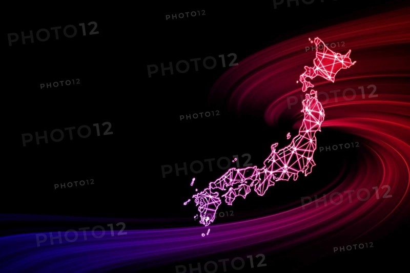 Map of Japan, Polygonal mesh line map, modern map