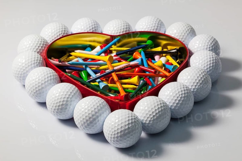 Hearts of golf balls and tees