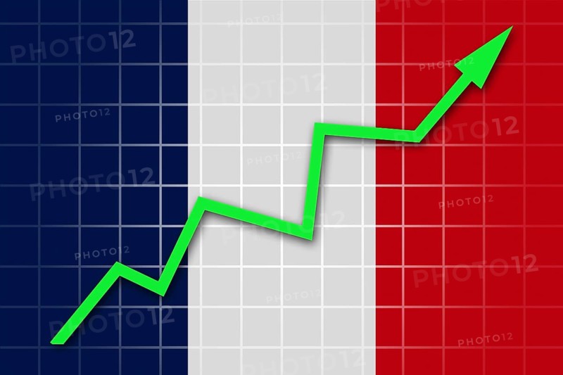 The French flag and arrow graph going up
