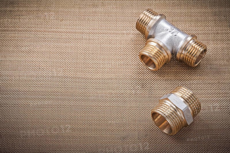 Plumbing fixtures pipe fittings on water mesh filter horizontal version