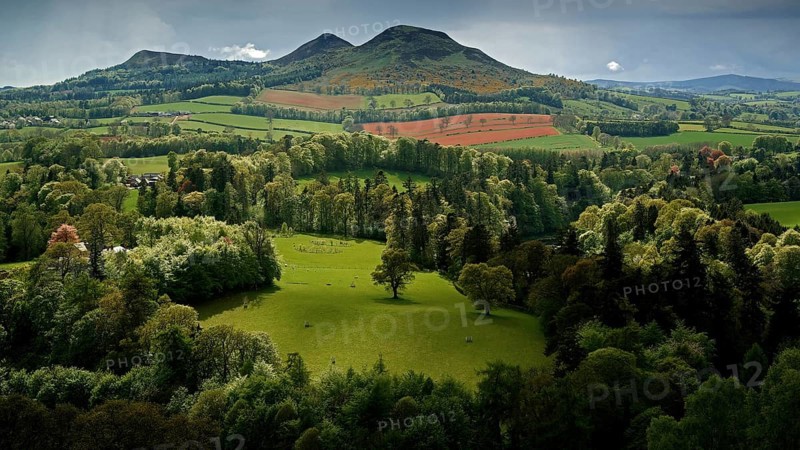 Europe, Scotland, Great Britain, England, landscape, Scott's view, viewpoint near Bemersyde, after Sir Walter Scott, Bemersyde