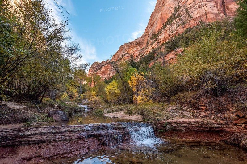 Hiking the Left Fork Trail to the Subway gorge, Zion National Park, USA