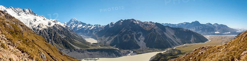 Scenic view to Mount Cook and Hooker valley from Mueller Hut Route, Mount Cook National Park, South Island of New Zealand