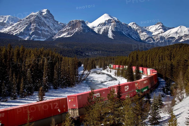 Lake Louise Rocky Mountains Train Tracks Morants Curve Canada