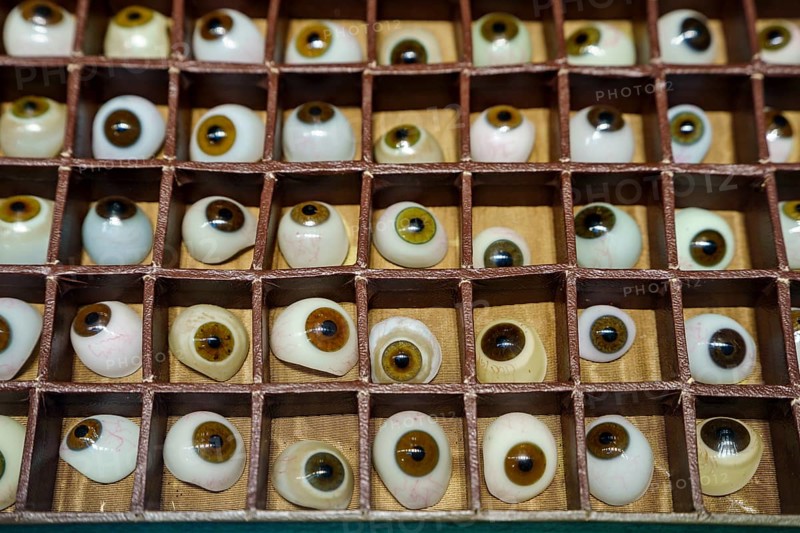 Painted plastic ocular prostheses, 20th century, Sa Bassa Blanca Museum (msbb) Yannick Vu and Ben Jakober, Alcudia, Majorca, Spain