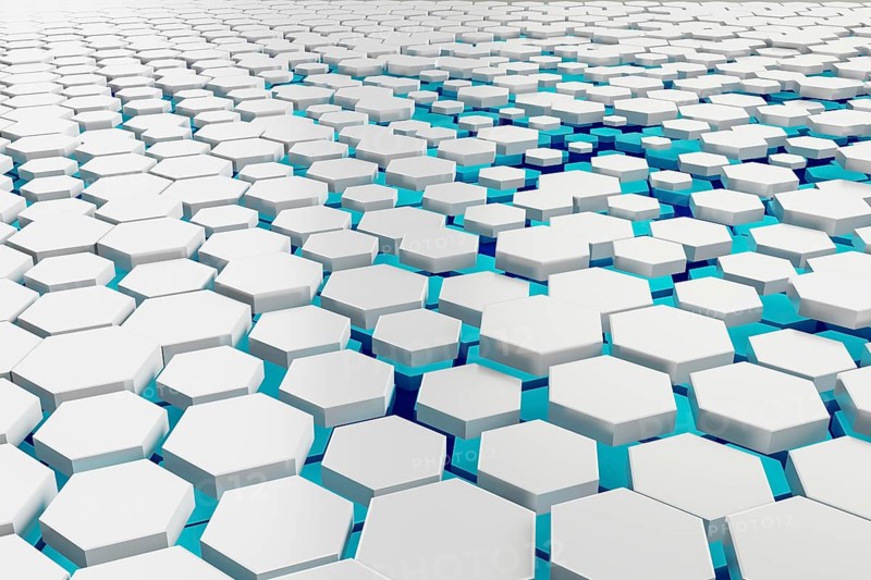 3d illustration of a white and turquoise hexagon background