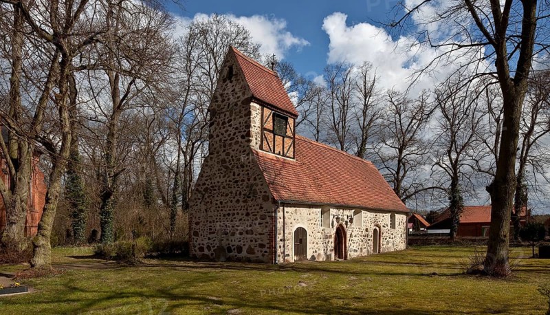 Schönfeld near Stendal Village church 74757 View from south-west Fieldstone hall church mid 13th century with half-timbered roof tower added to western bell gable in the 18th century