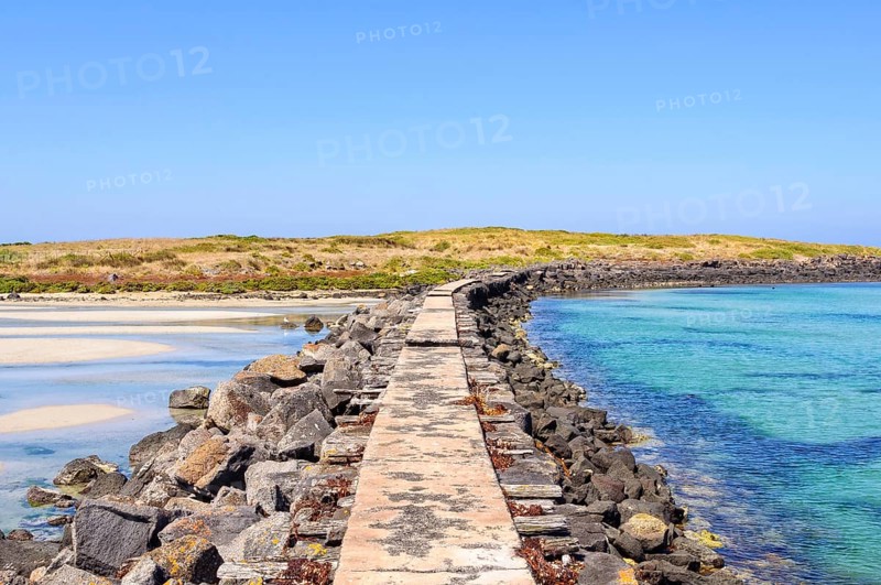 Causeway to the Griffiths Island at the mouth of the Moyne River, Port Fairy, Victoria, Australia