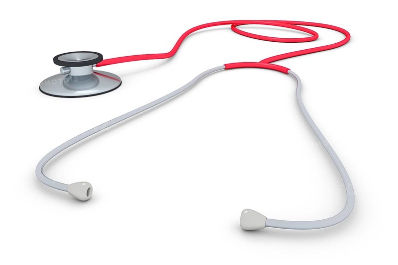 An image of a stethoscope isolated on a white background