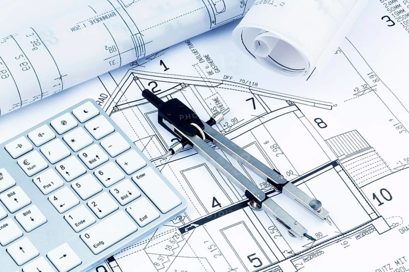 An architect's plan for the construction of a new home. Symbolic photo for financing and planning a new house. Austria