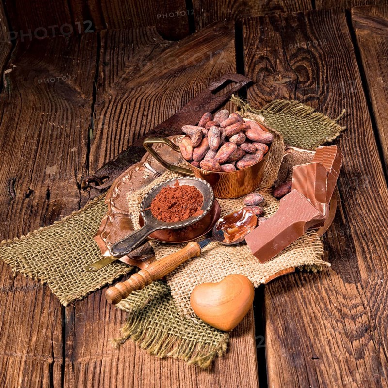 Chocolate cocoa and cocoa beans