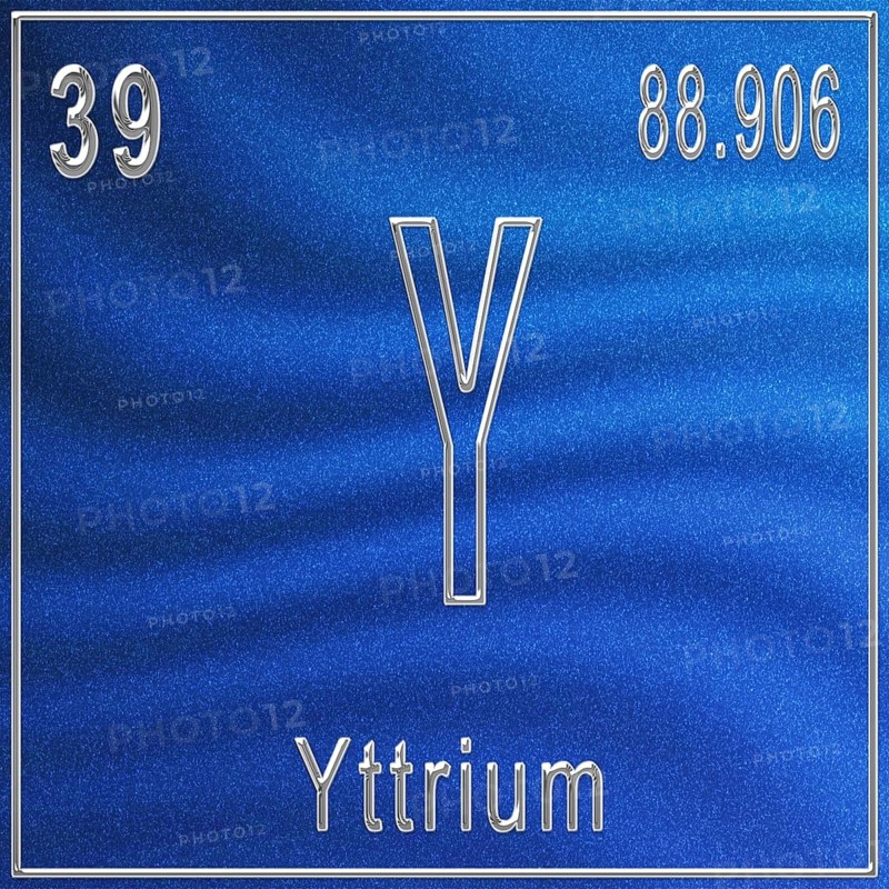 Yttrium chemical element, Sign with atomic number and atomic weight, Periodic Table Element