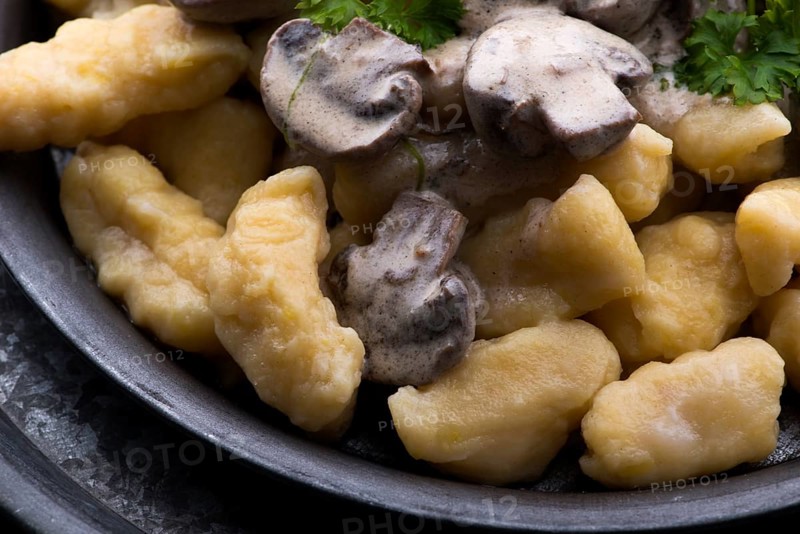 Gnocchi with a mushroom cream sauce