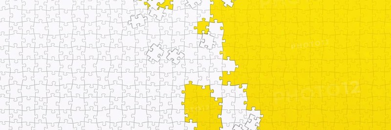 A white and yellow jigsaw banner background illustration