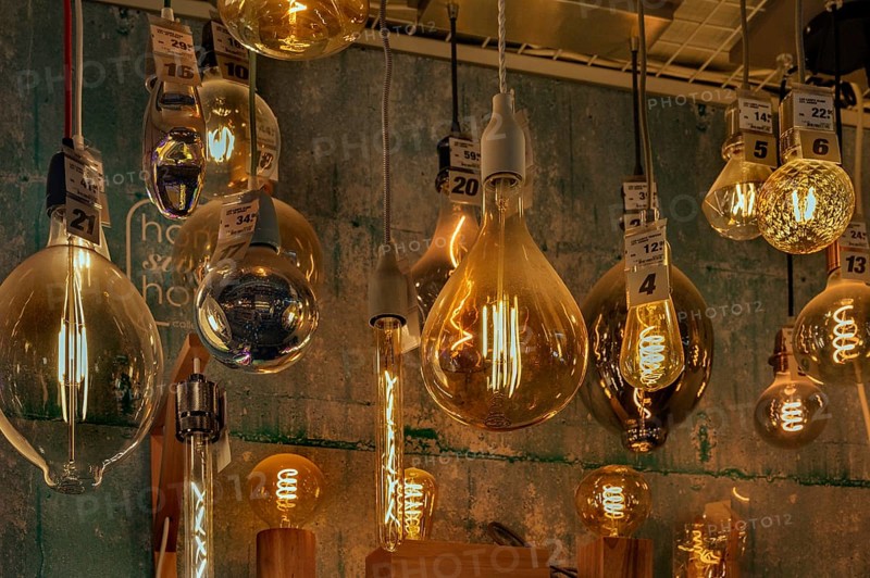 Vintage LED lamps in a DIY store, Allgäu, Swabia, Bavaria, Germany